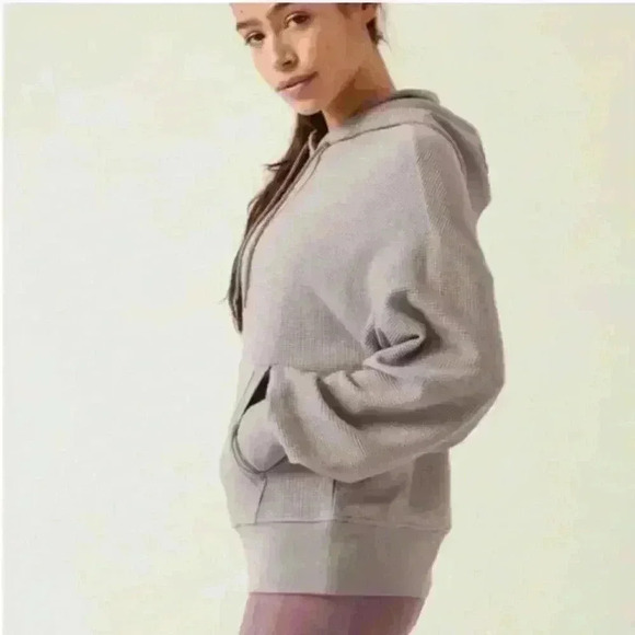 Athleta Light Purple Balance Waffle Knit Pullover Hoodie Women’s Size Small - Picture 2 of 8